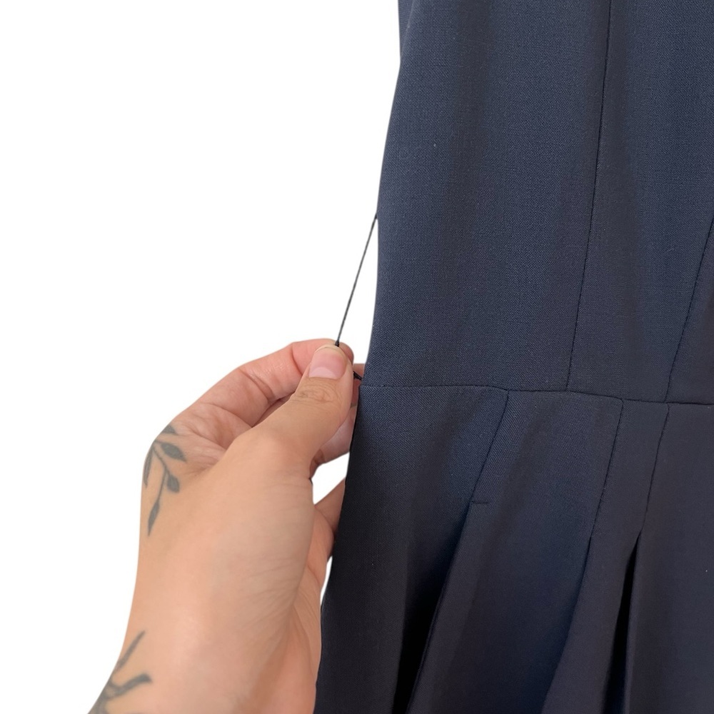 MM Lafleur Navy Catherine Dress Collared Midi Size 14 - Picture 11 of 16